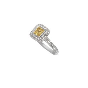 Princess Cut Yellow Diamond Halo Ring